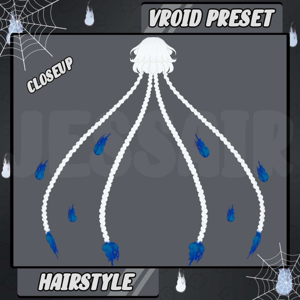 【VRoid 髪型 - Hairstyle Preset】Long Braids Ghost Hairstyle with PHYSICS | Floating | Halloween | Fantasy