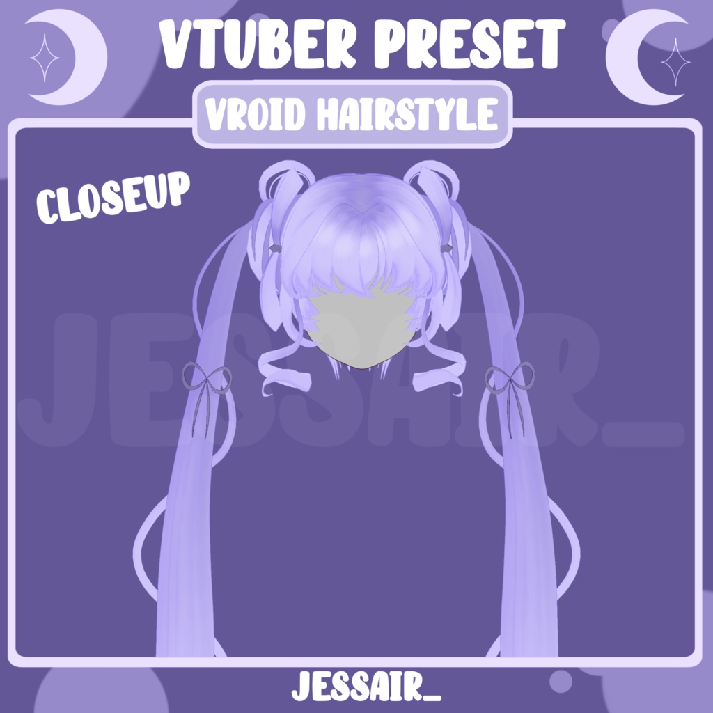 【VRoid 髪型 - Hairstyle Preset】Long Pigtails Hairstyle with PHYSICS | Moon | Cute | Fantasy | Vtuber Hairstyle Preset