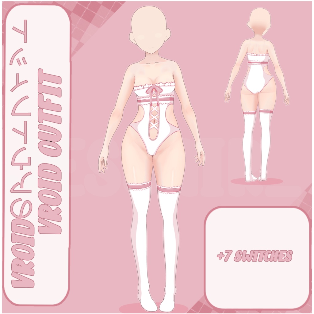 【VRoid デーモネスコスチューム】 Cute Bodysuit | Pastel Cute Outfit | Texture | Custome | Vroid Clothes and Textures | Bodysuit | Lingerie
