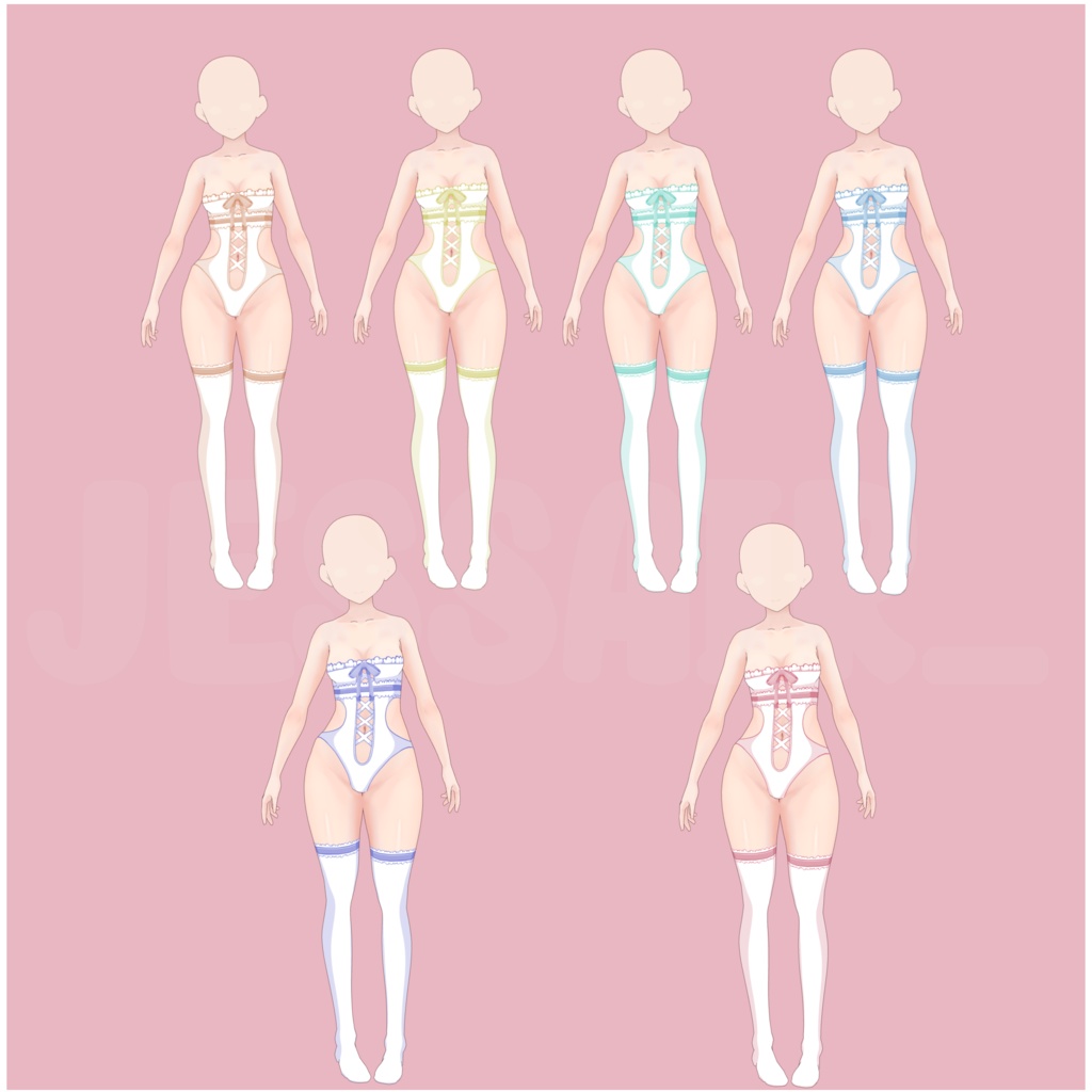 【VRoid デーモネスコスチューム】 Cute Bodysuit | Pastel Cute Outfit | Texture | Custome | Vroid Clothes and Textures | Bodysuit | Lingerie