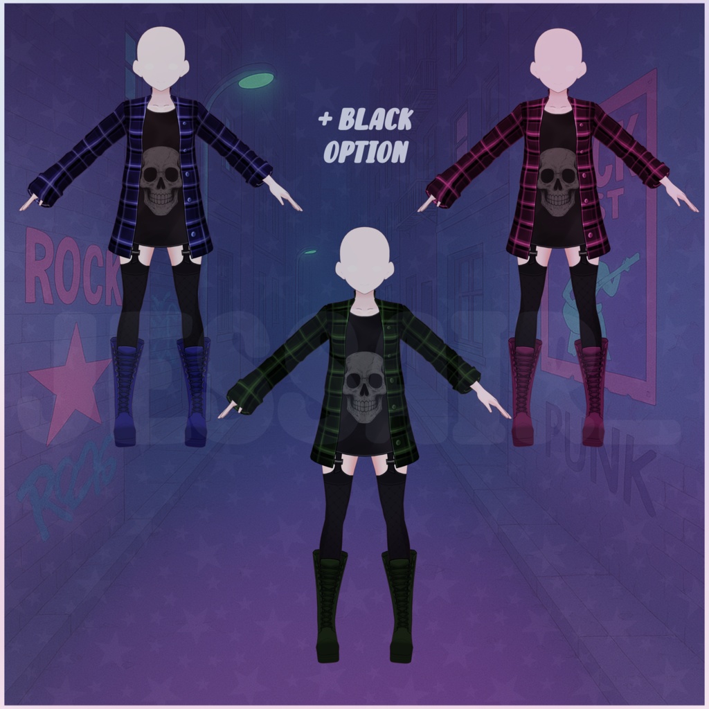 【VRoid デーモネスコスチューム】Skull Outfit | Vroid Preset | Vtuber Starter Pack | Texture | Custome | Vroid Clothes and Textures | Boots |