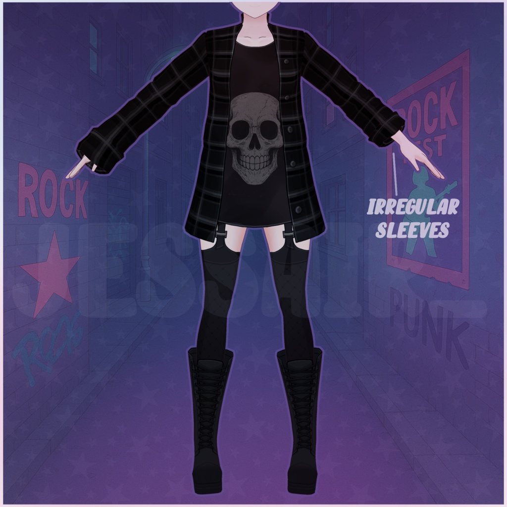 【VRoid デーモネスコスチューム】Skull Outfit | Vroid Preset | Vtuber Starter Pack | Texture | Custome | Vroid Clothes and Textures | Boots |