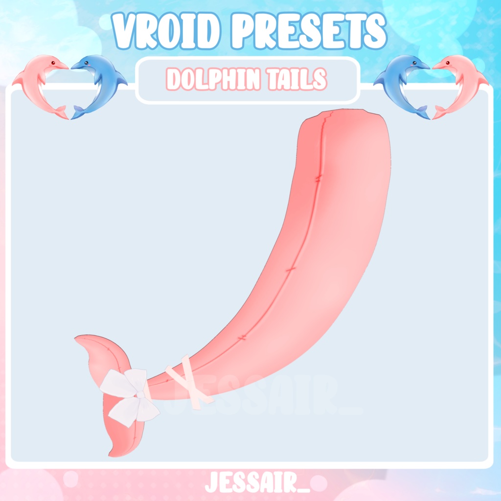 【VRoid アクセサリー】Dolphin Tail Preset | With Physics | Summer Vtuber Accessories | Cute Animal Assets