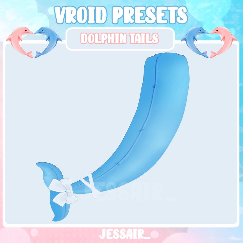 【VRoid アクセサリー】Dolphin Tail Preset | With Physics | Summer Vtuber Accessories | Cute Animal Assets