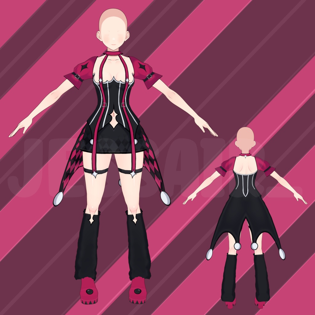 【VRoid デーモネスコスチューム】 Clown Outfit with PHYSICS | Vroid Preset | Vtuber Starter Pack | Texture | Custome | Vroid Clothes and Textures | Halloween | Custome | Cute | Anime