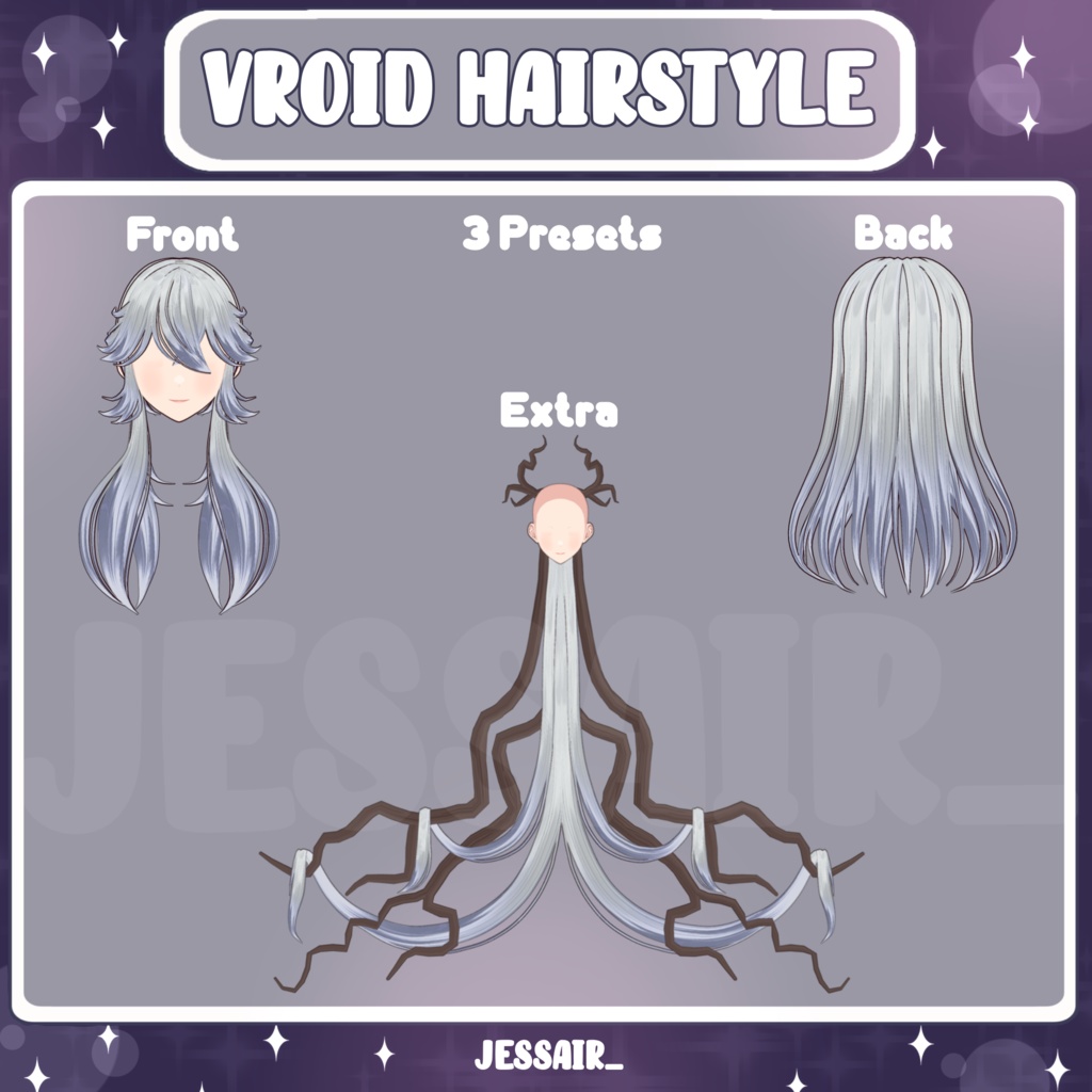 【VRoid 髪型 - Hairstyle Preset】Long Fantasy Hairstyle with Antlers and PHYSICS | Dark | Fantasy | Vtuber Hairstyle Preset