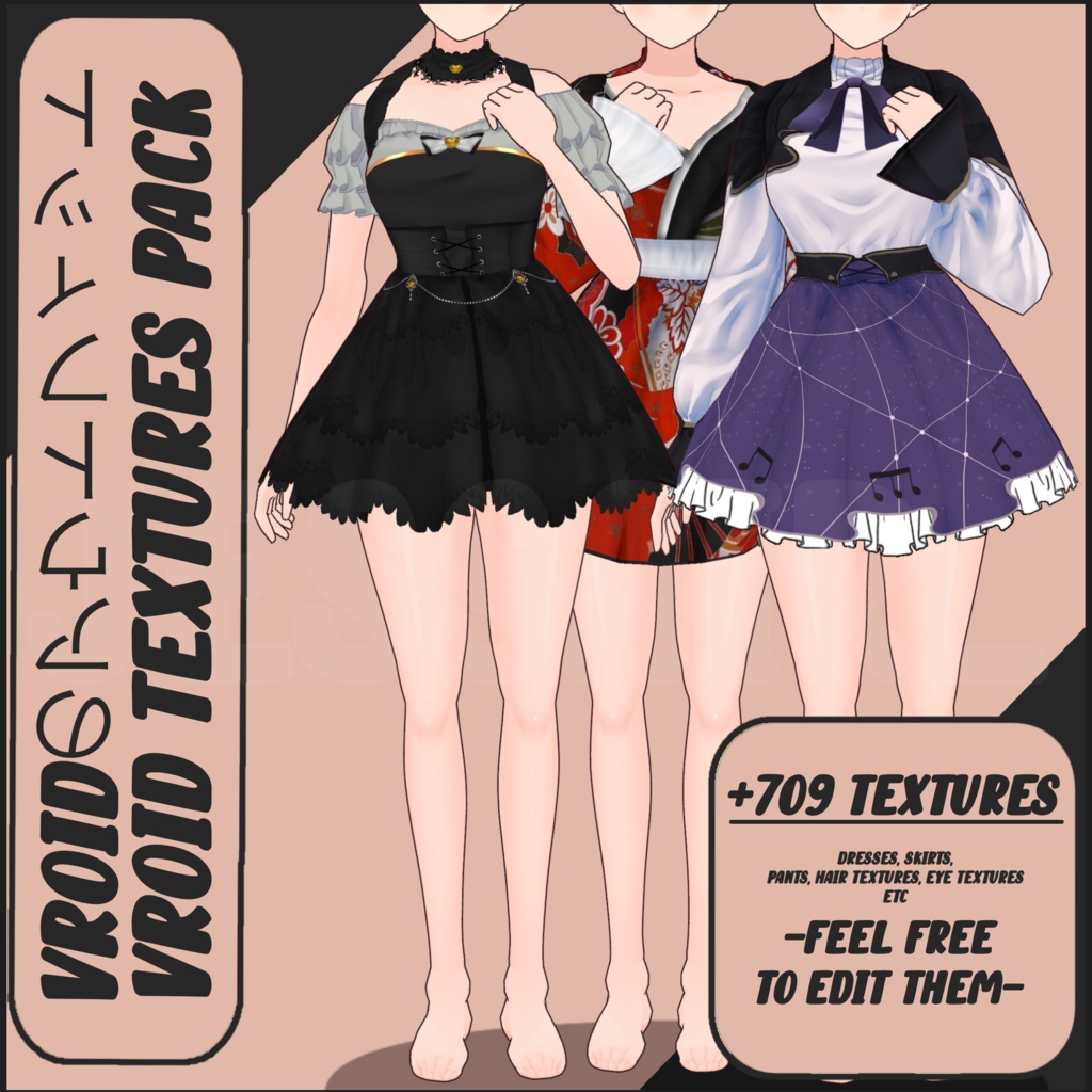 【VRoid デーモネスコスチューム】 +709 old TEXTURES Vroid MEGA PACK | Mistery Box | Vroid Preset | Vtuber Starter Pack | Texture | Custome | Vroid Clothes and Textures | Custome | Cute | Anime