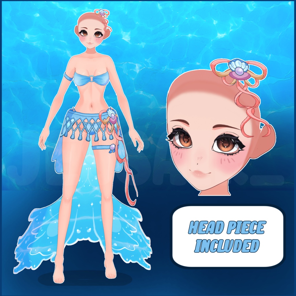 【VRoid デーモネスコスチューム】 Summer Outfit | Vroid Preset | Vtuber Starter Pack | Texture | Custome | Vroid Clothes and Textures | Mermaid | Sea | Fantasy | Custome | Cute | Anime