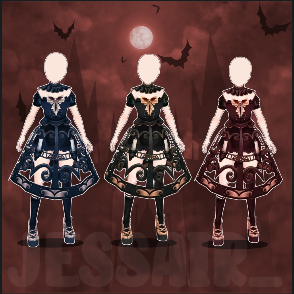 【VRoid デーモネスコスチューム】 Halloween Candle Dress with PHYSICS | Vroid Preset | Vtuber Starter Pack | Texture | Custome | Vroid Clothes and Textures | Halloween | 2026 | Custome | Cute | Elegant