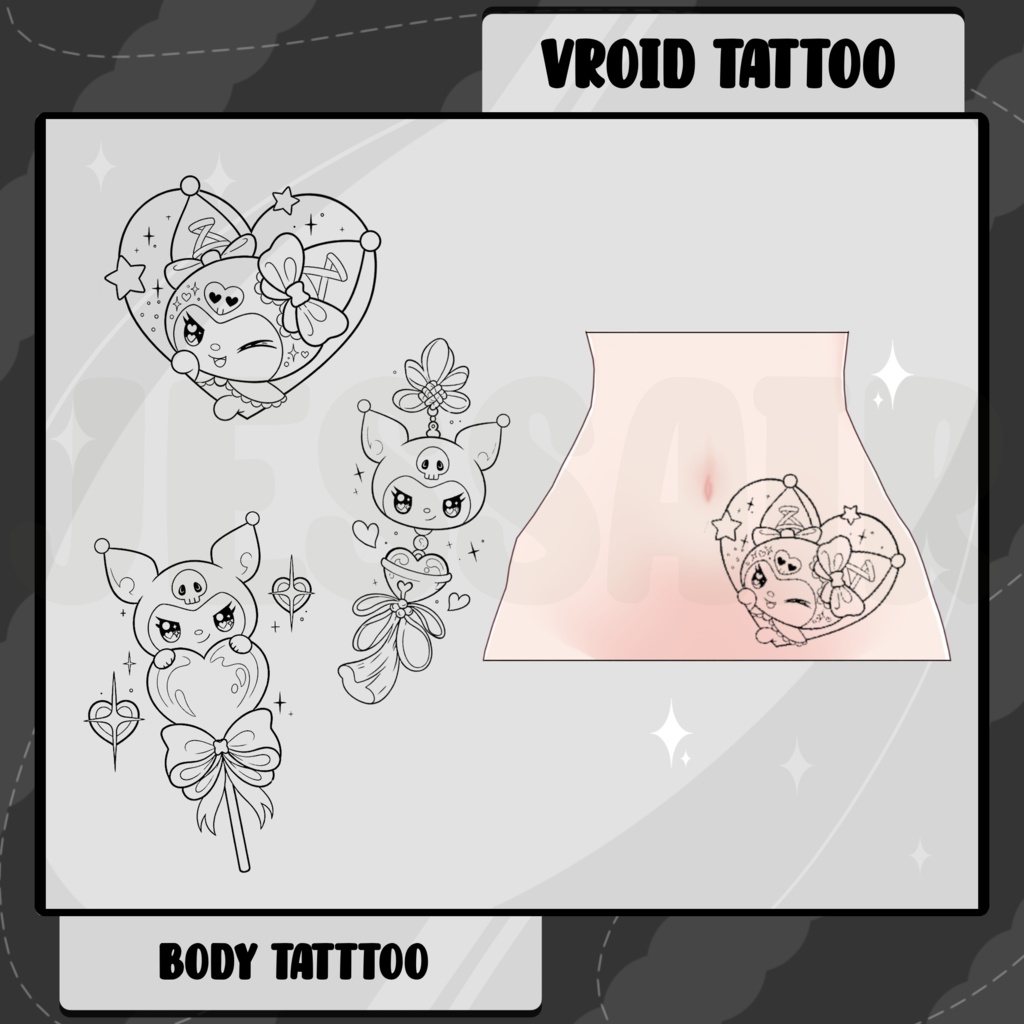 【VRoid タトゥー】 Kuromi Sanrio Body Tattoo | Texture | Dark | Vroid Clothes and Textures