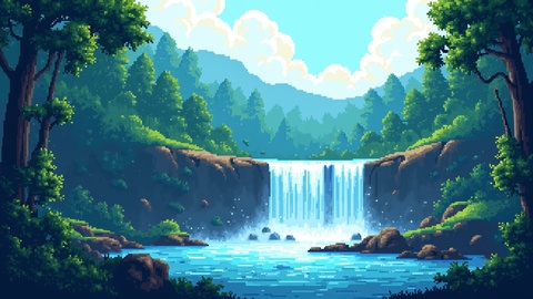 汎用背景素材セット①　自然ピクセルアート（商用OK）