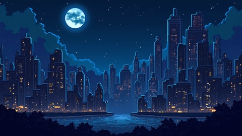 汎用背景素材セット②　街並みピクセルアート