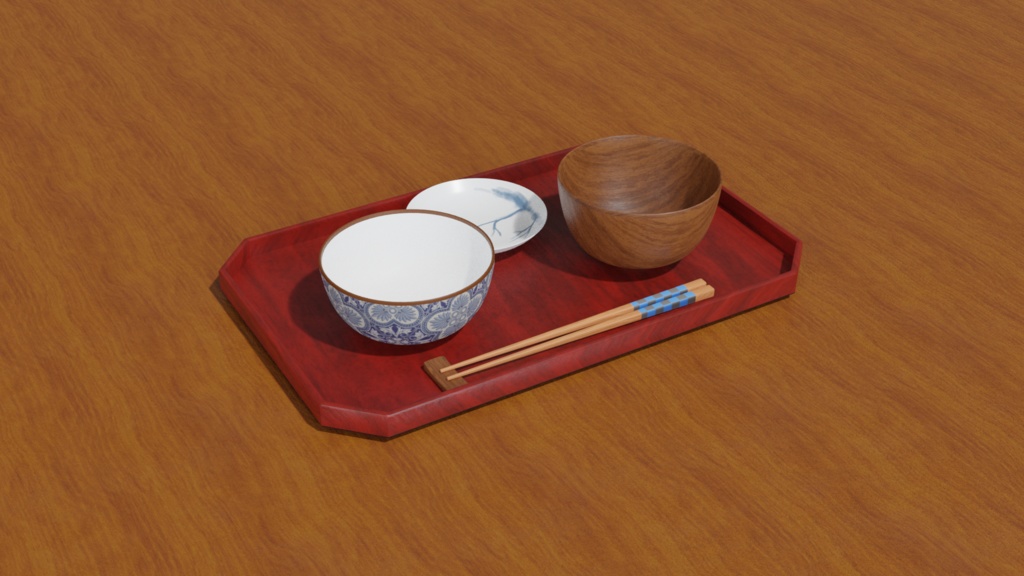 【3D素材_fbx】和食器セット