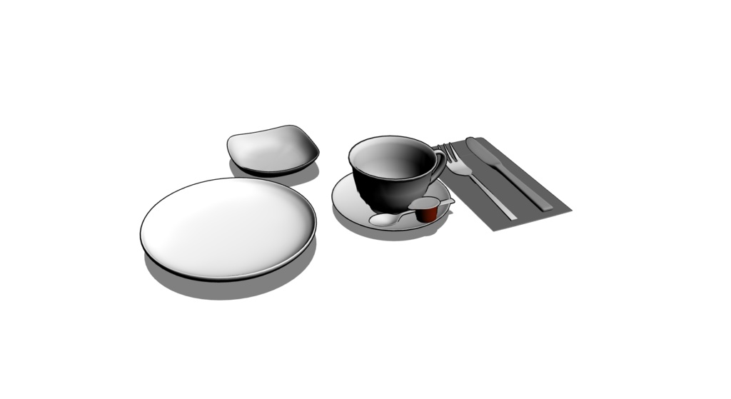 【3D素材_fbx】洋食器セット