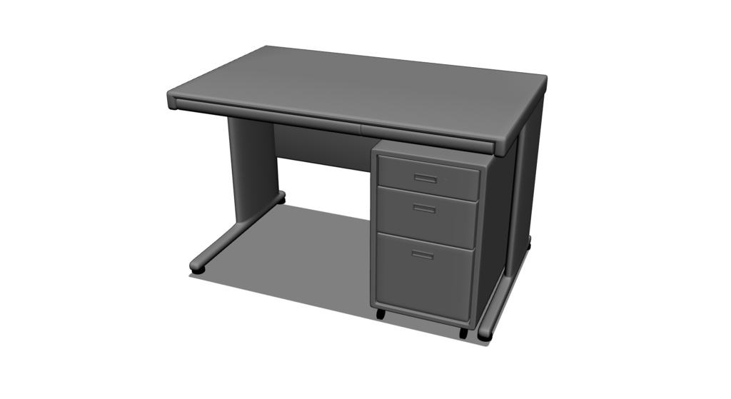 【3D素材_fbx】オフィスデスク(デスクワゴン付き)