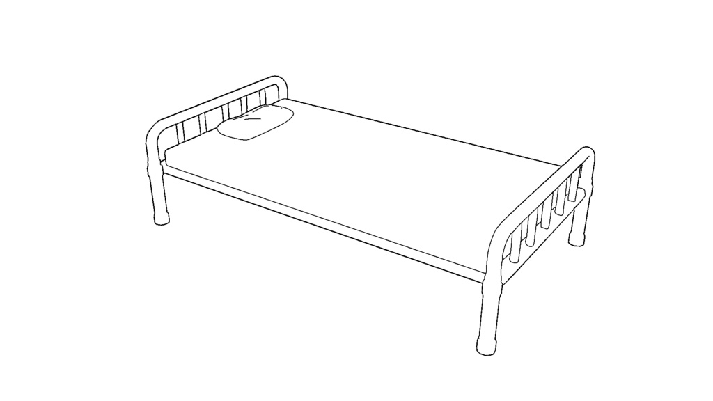 【3D素材_fbx】ベッドと枕