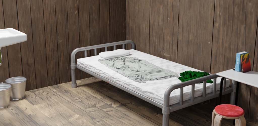 【3D素材_fbx】ベッドと枕