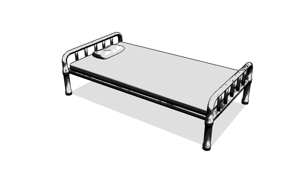 【3D素材_fbx】ベッドと枕