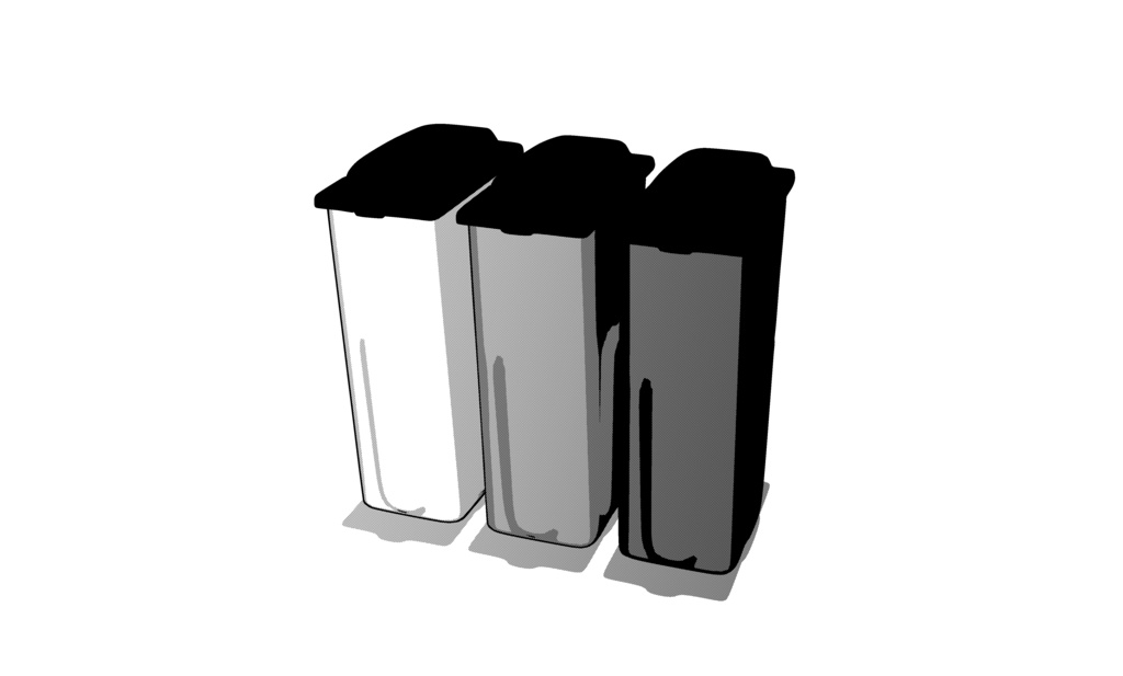 【3D素材_fbx】3色ゴミ箱