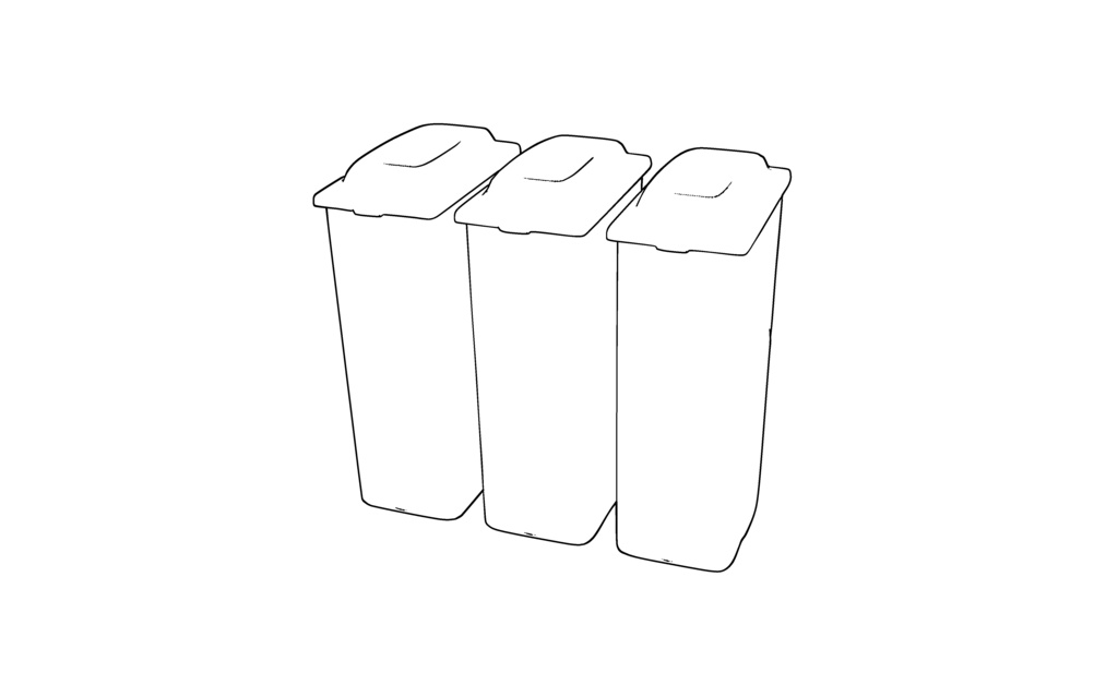 【3D素材_fbx】3色ゴミ箱