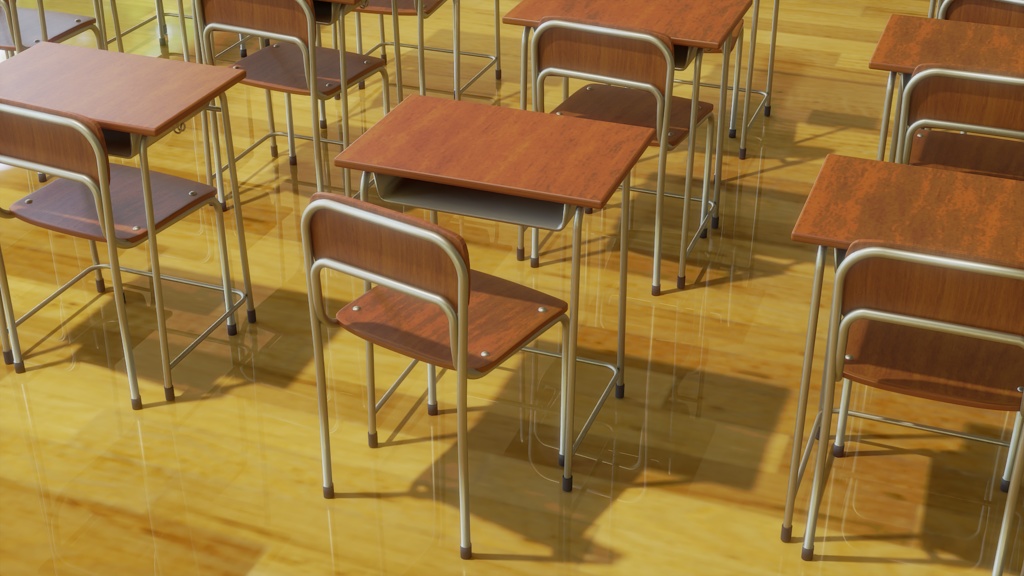 【3D素材_fbx】教室の机とイス