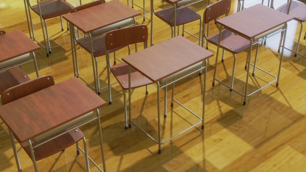 【3D素材_fbx】教室の机とイス