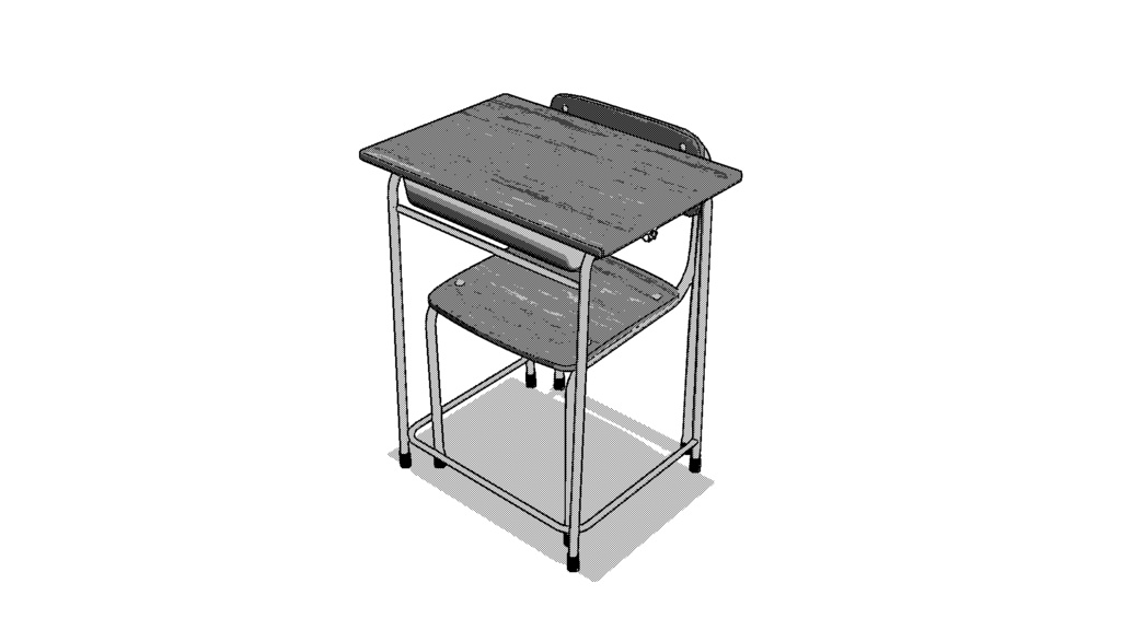 【3D素材_fbx】教室の机とイス