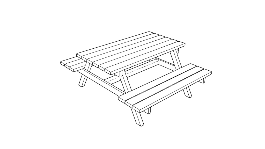 【3D素材_fbx】ベンチテーブル