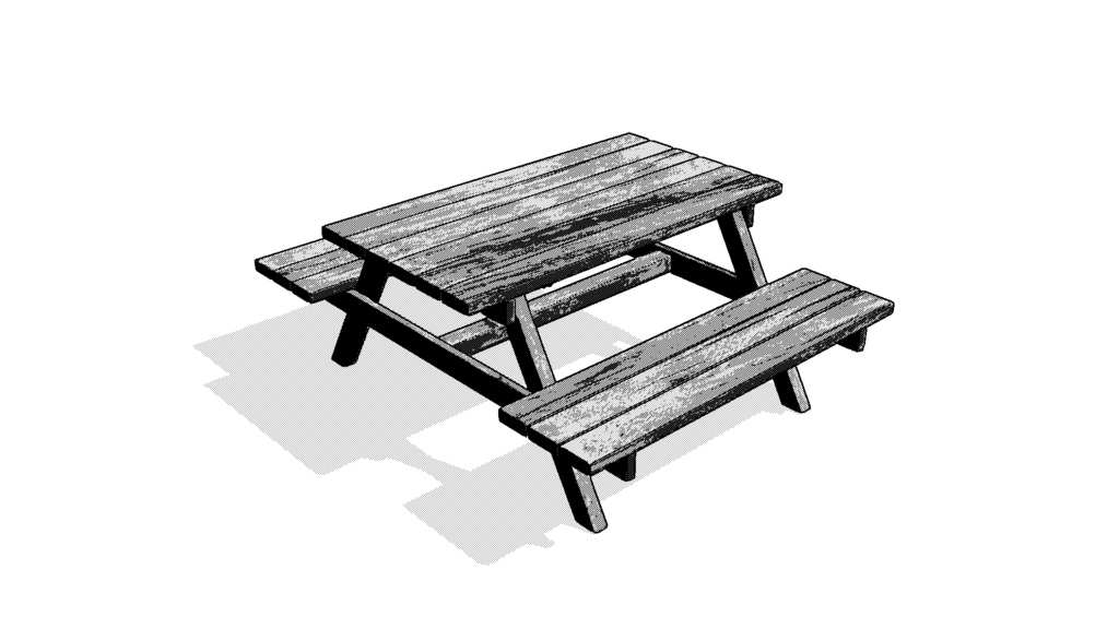 【3D素材_fbx】ベンチテーブル