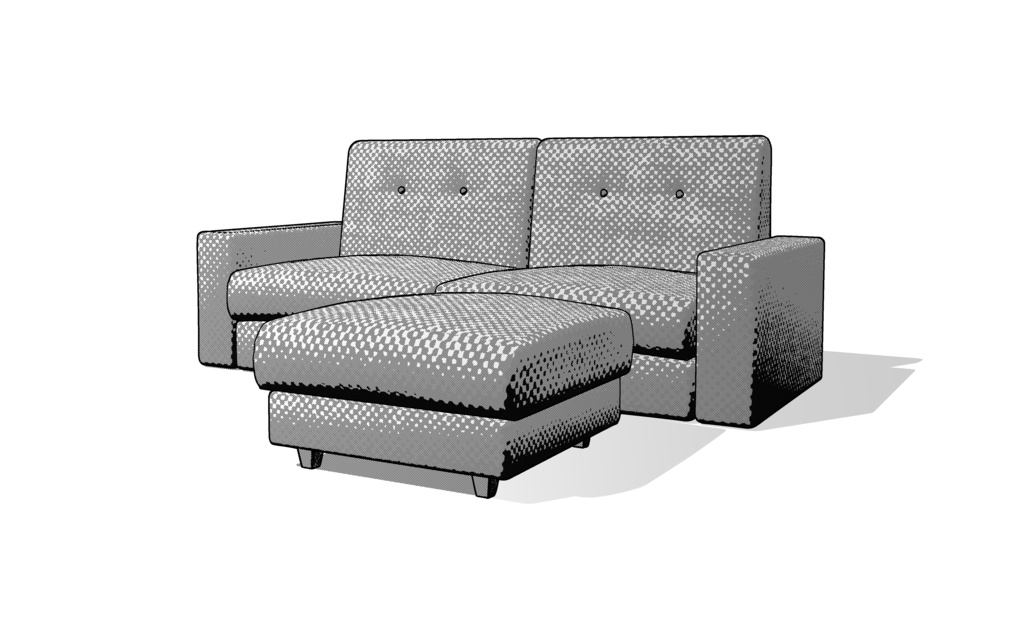 【3D素材_fbx】オットマン付きソファ