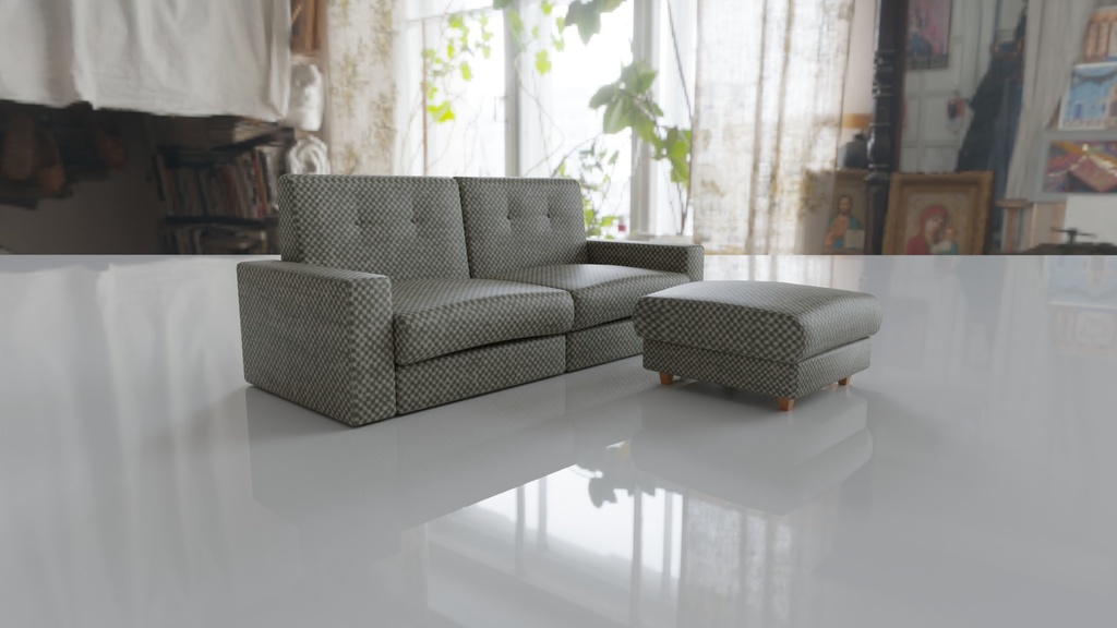 【3D素材_fbx】オットマン付きソファ