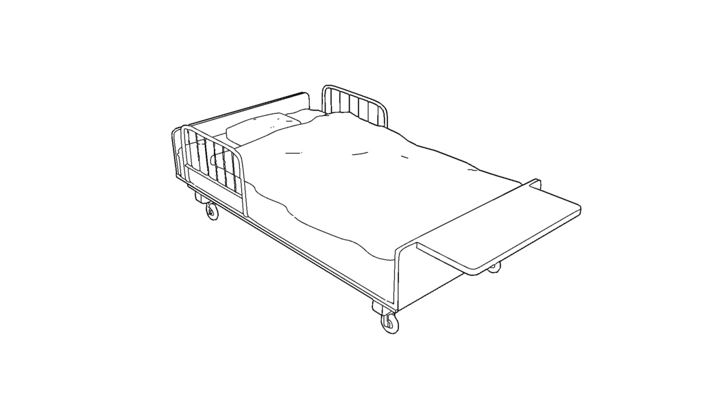 【3D素材_fbx】病室のベッド