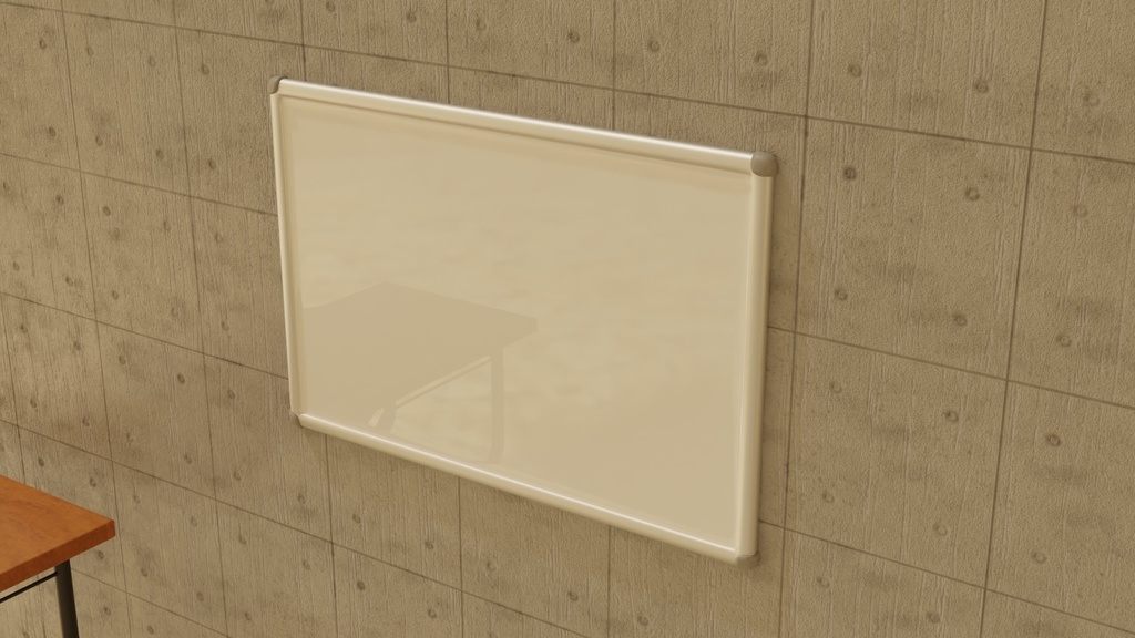 【3D素材_fbx】壁掛けホワイトボード