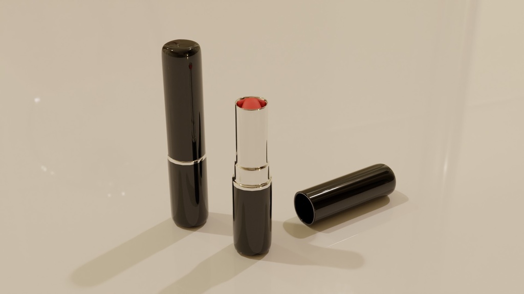 【3D素材_fbx】口紅(フタ付き)