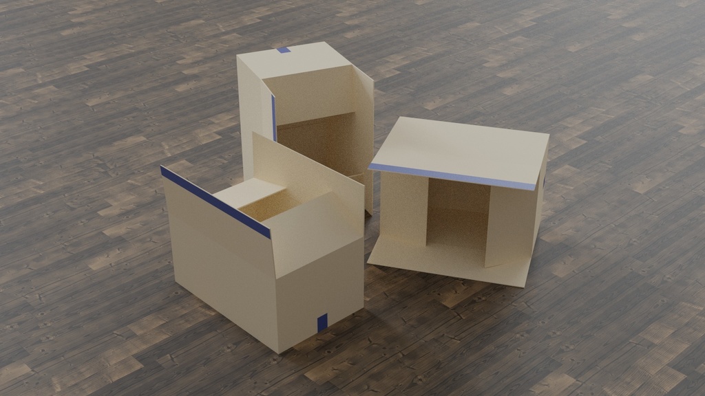 【3D素材_fbx】ダンボール(開)