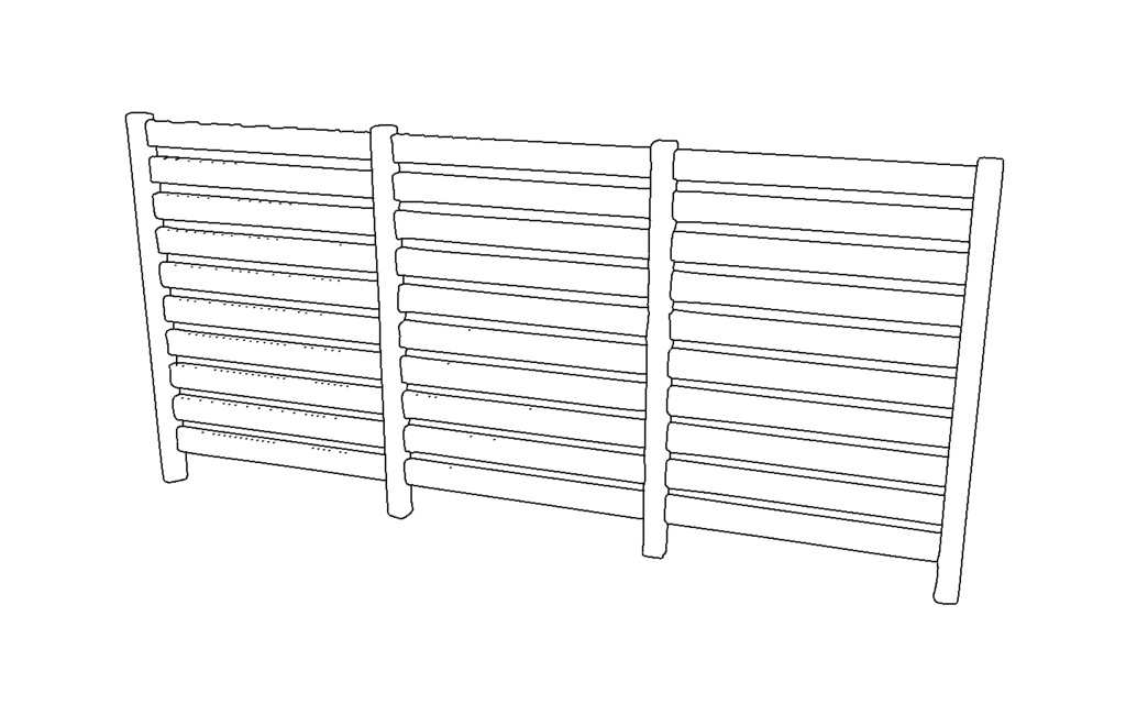 【3D素材_fbx】ウッドフェンス