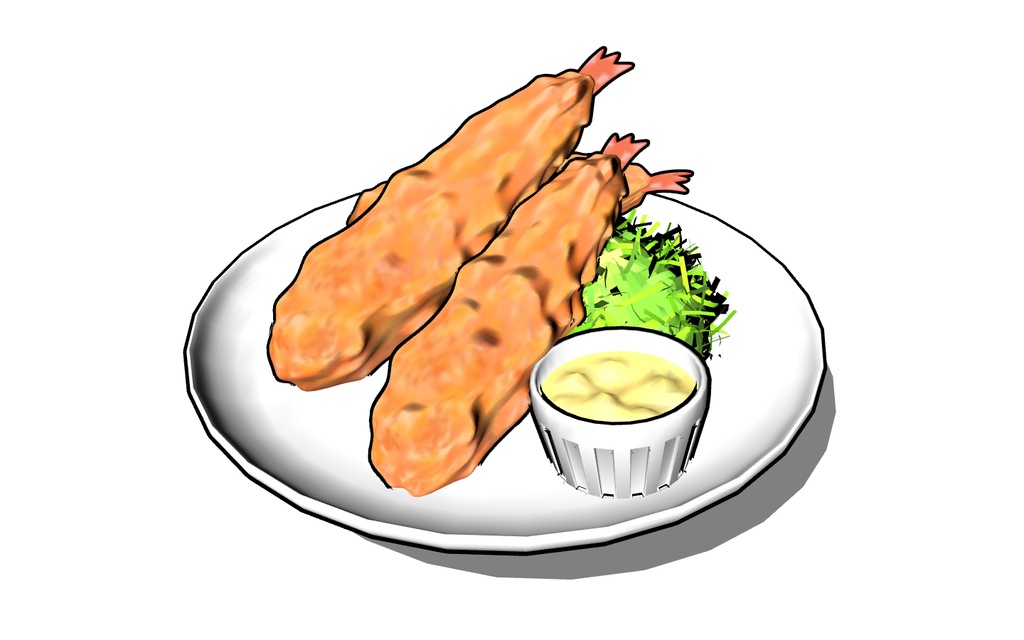 【3D素材_fbx】エビフライ