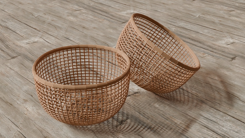 【3D素材_fbx】木製かご