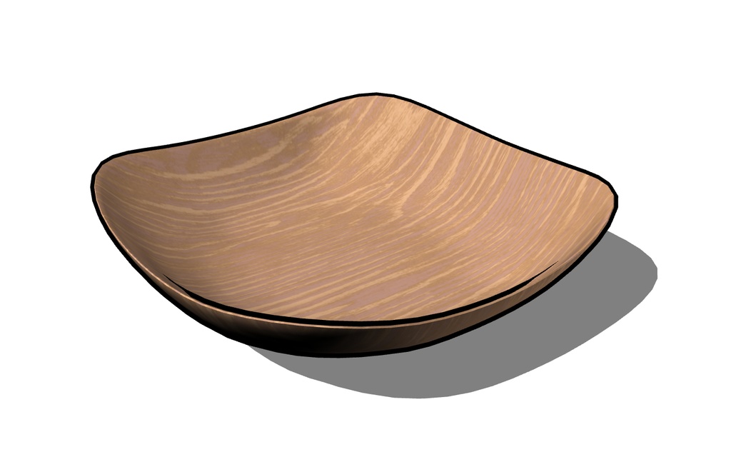 【3D素材_fbx】木製の皿