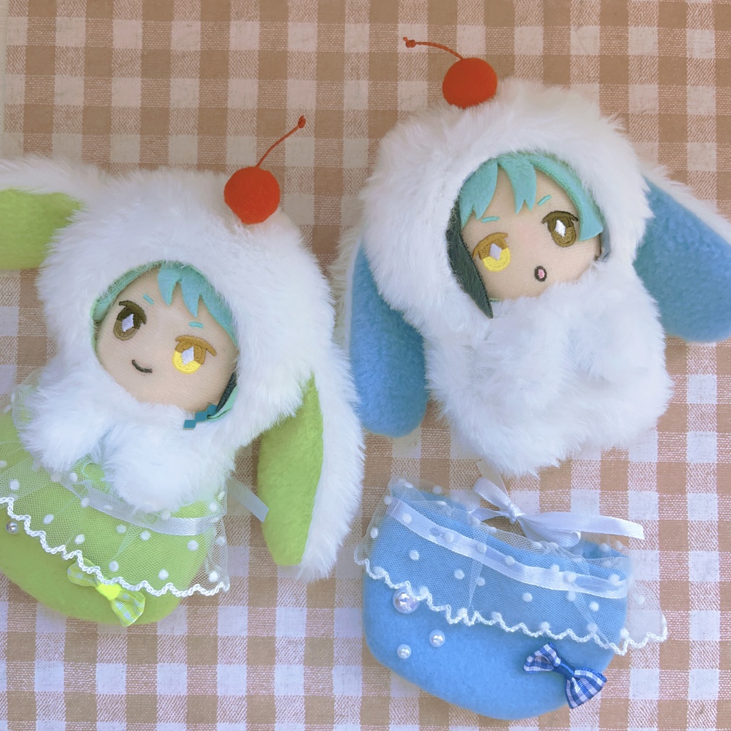 10cm ぬい用 着ぐるみ クリームソーダな子うさぎさん