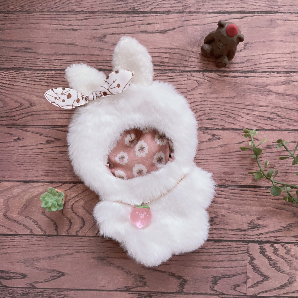 10cm ぬい用 もこみみしっぽの子うさぎの着ぐるみ