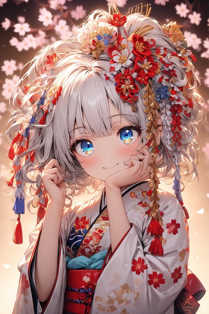 春。桜とかんざしと着物(小さい版)