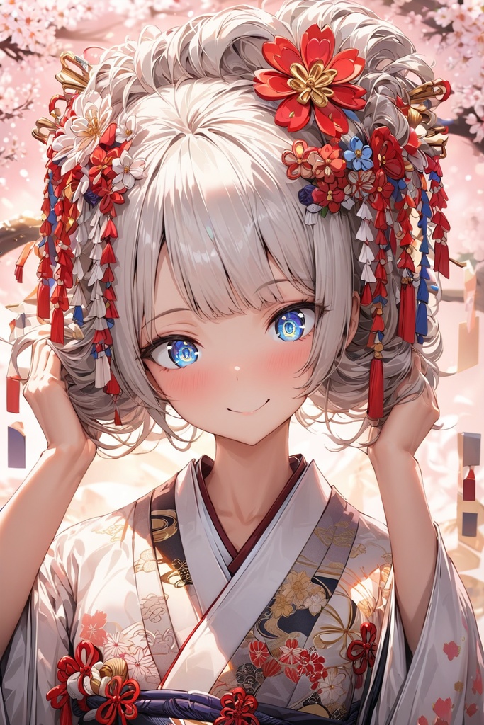 春。桜とかんざしと着物。