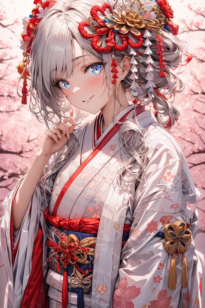 春。桜とかんざしと着物。