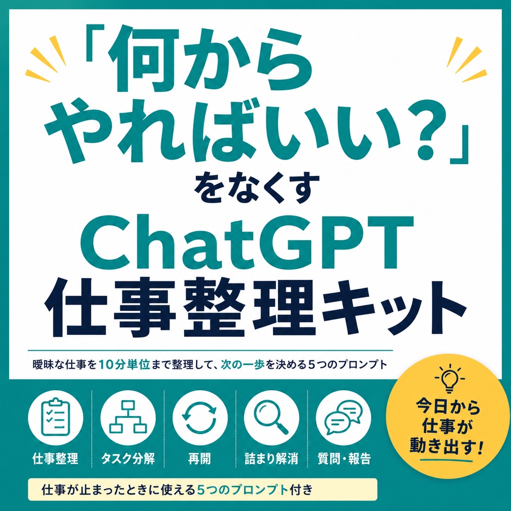 「何からやればいい？」をなくす ChatGPT仕事整理キット｜5つの仕事整理プロンプト