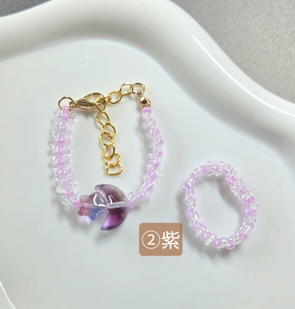 ぬいちゃんと一緒!月と星のネックレス&リング