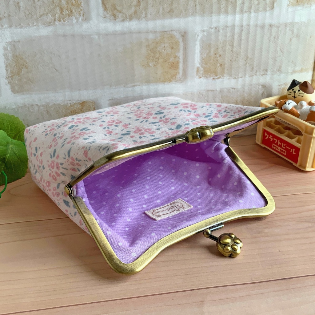 猫型がま口ポーチ-ピンク