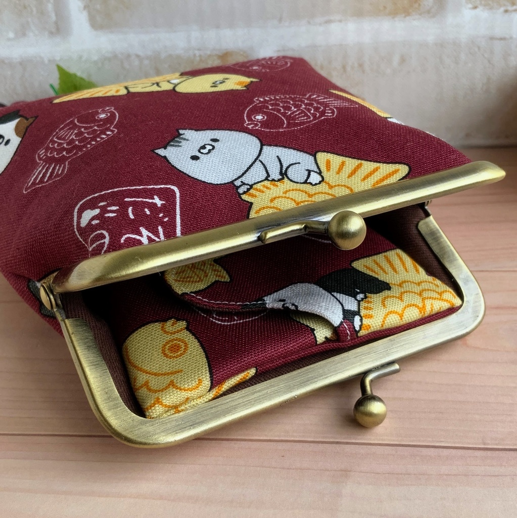 縦長がま口ポーチ 赤