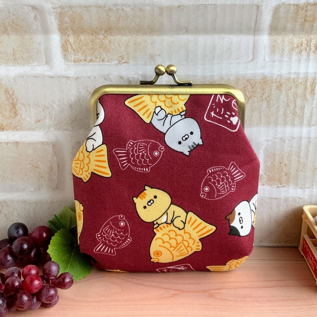 縦長がま口ポーチ 赤