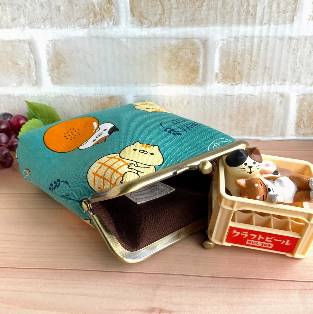 縦長がま口ポーチ 緑